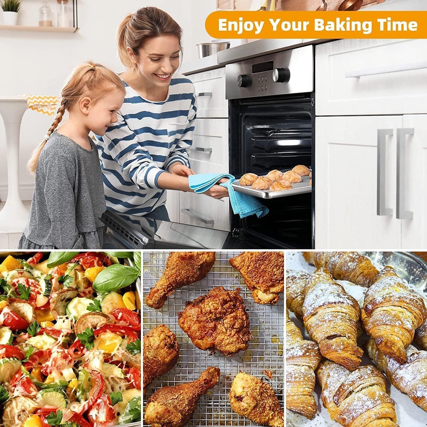 Air Fryer Basket for Oven, OPENICE 15.3" x 11.0" Large Air Fryer Tray and Pan with 30PCS Parchment Papers, Stainless Steel Oven Air Fryer Basket and Tray for Baking Grilling