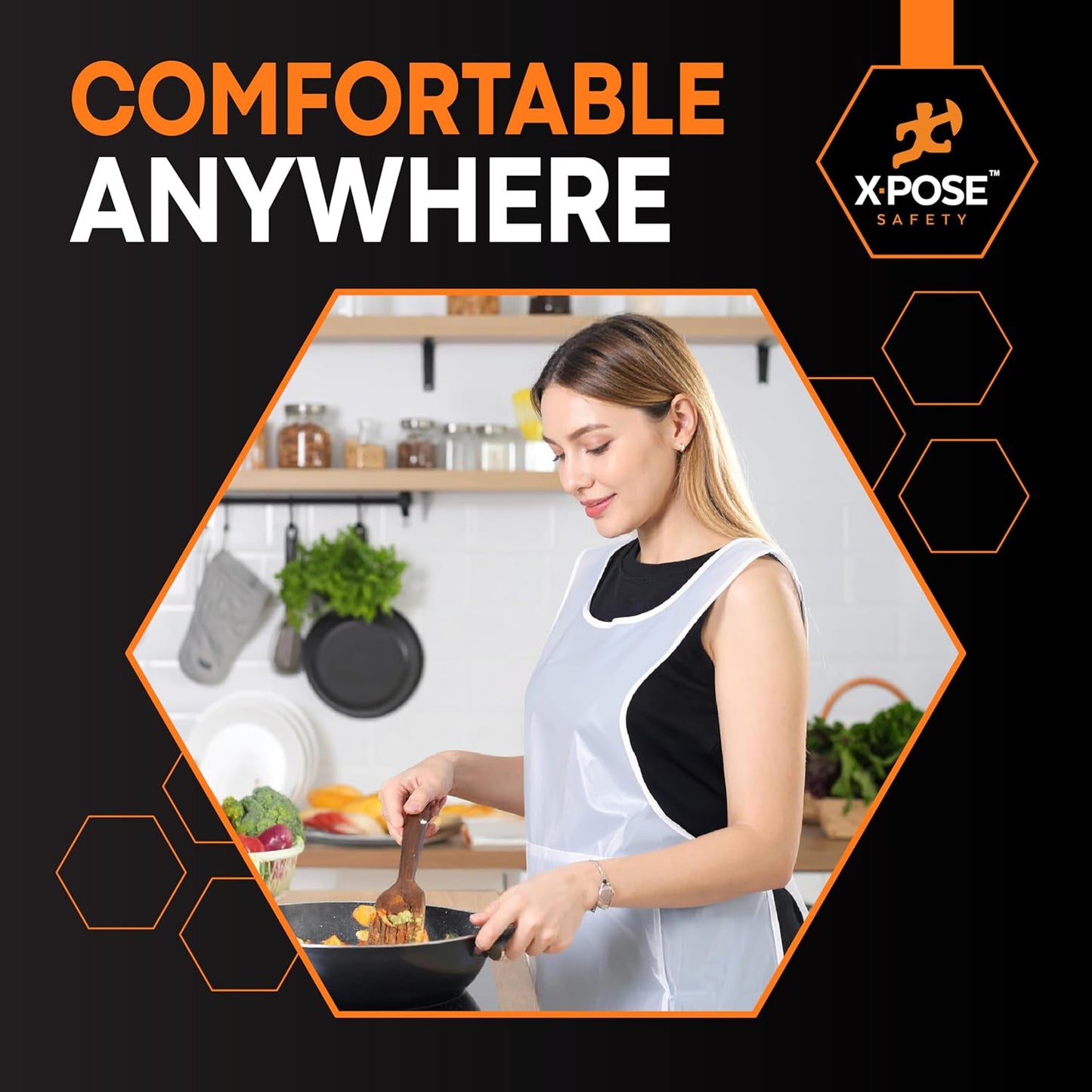Xpose Safety 100 White Plastic Disposable Aprons for Cooking & more Individually Packaged, Durable 1 Mil Waterproof Polyethylene 24" x 48"