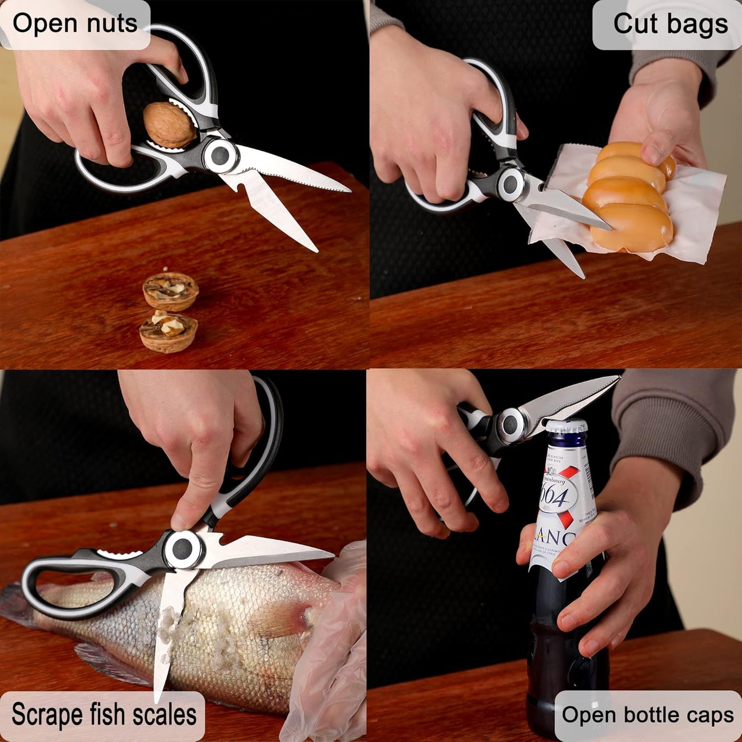 Kitchen Scissors All Purpose 3 Pack - Heavy Duty Stainless Steel Cooking Shears for Cutting Meat, Food, Fish, Poultry Multipurpose Sharp Sissors for Dishwasher Safe