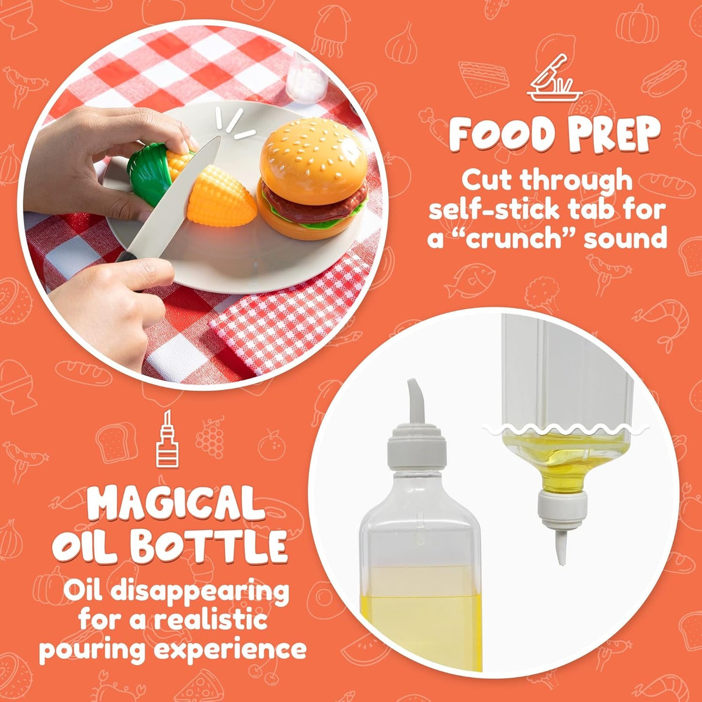 JOYIN 34 PCS Kitchen Toy Set, BBQ Play Grill, Cooking Toy Set, Little Chef Play, Kids Grill Playset Interactive BBQ for Kids with Light & Sound, Christmas Birthday Gift for 2 3 4 Year Old Boys Girls