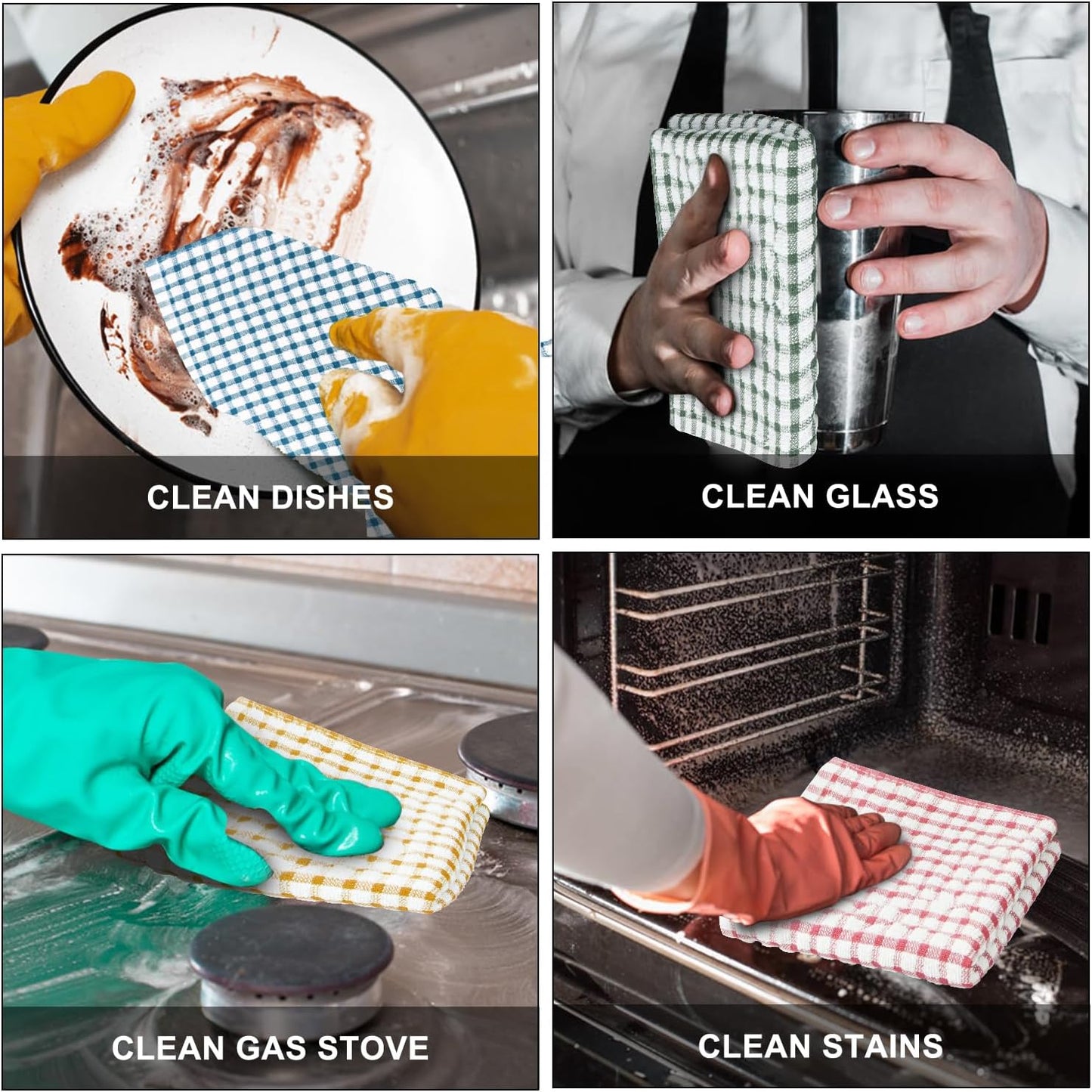 Nialnant 8 Pcs Kitchen Dish Rags,100% Cotton Soft Absorbent Quick Drying Dish Cloths for Kitchen,Washing Dishes,Cleaning rags-11 x 11In