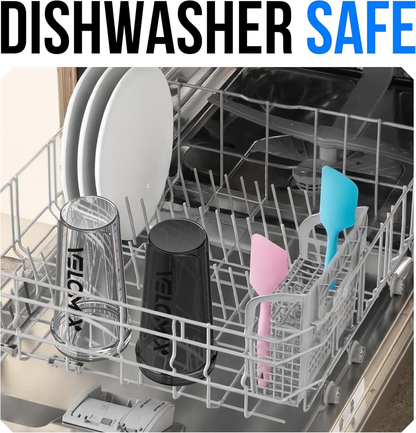 VELOMIX -2 Pack- 28 oz Protein Shaker Bottles for Protein Mixes - 2x Wire Whisk | Leak Proof Shaker Cups for Protein Shakes | Protein Shaker Bottle Pack (Black/Transparent)