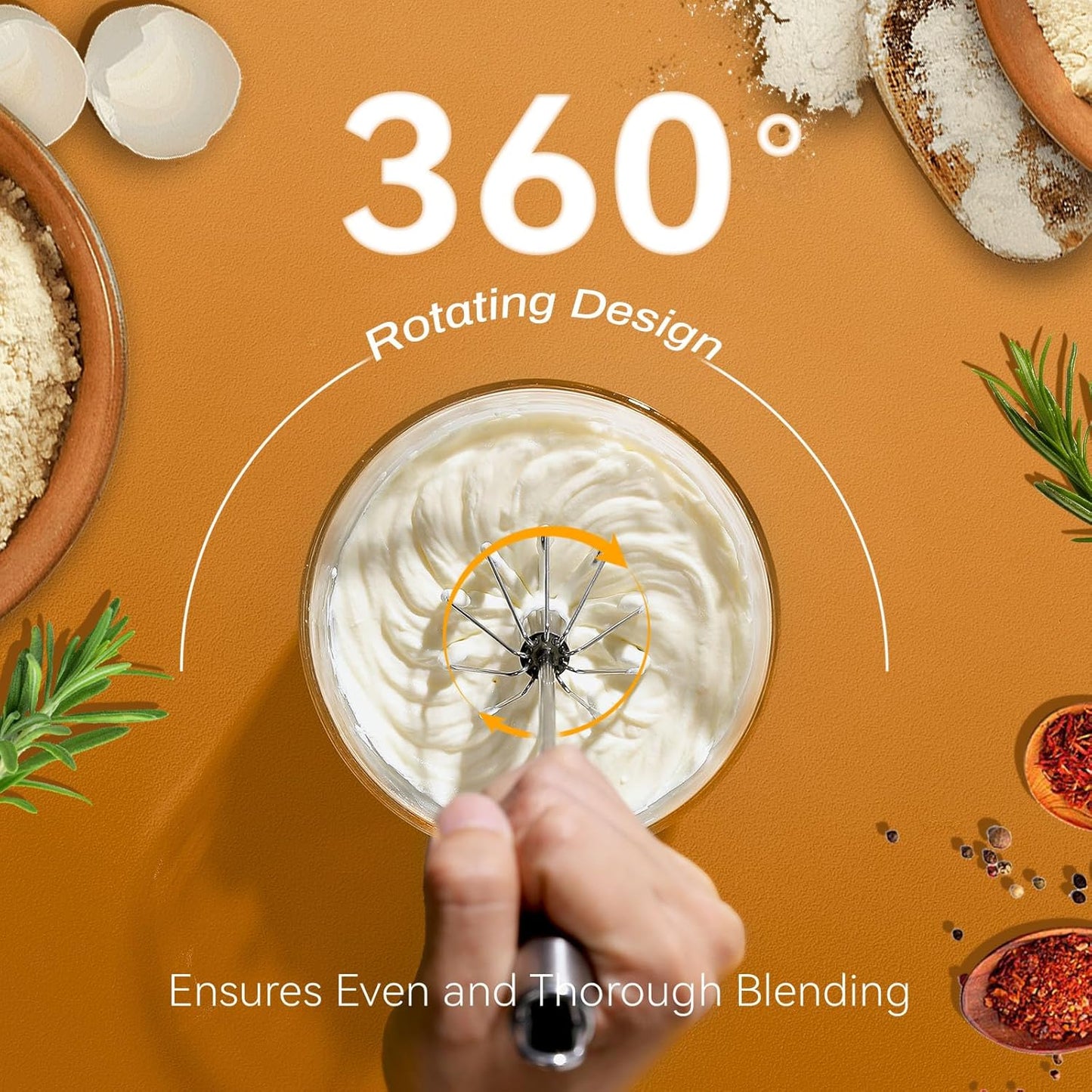 Stainless Steel Semi-Automatic Whisk, 2024 New Stainless Steel Egg Whisk Hand Push Rotary Whisk Blender, Hand Push Mixer Stirrer Tool for Cooking Kitchen Home Egg Milk (10in)