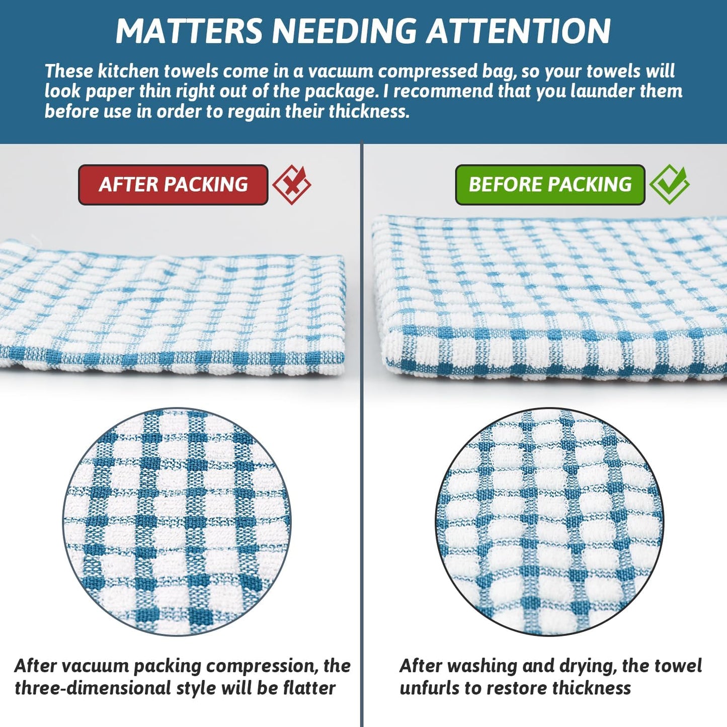 Nialnant 8 Pcs Kitchen Dish Rags,100% Cotton Soft Absorbent Quick Drying Dish Cloths for Kitchen,Washing Dishes,Cleaning rags-11 x 11In