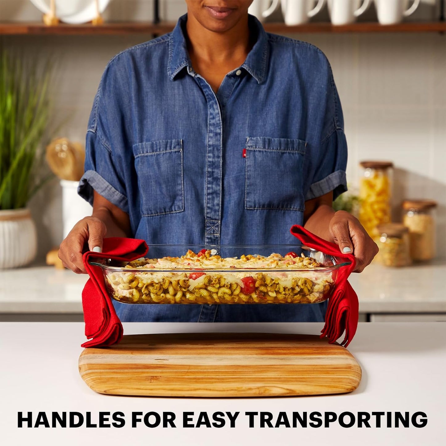 Pyrex Basics 3-Pack Glass Baking Dish Set (2QT, 3QT, 4.8QT) With BPA-Free Lids, Rectangular Glass Bakeware, Dishwasher, Microwave, Freezer & Pre-Heated Oven Safe