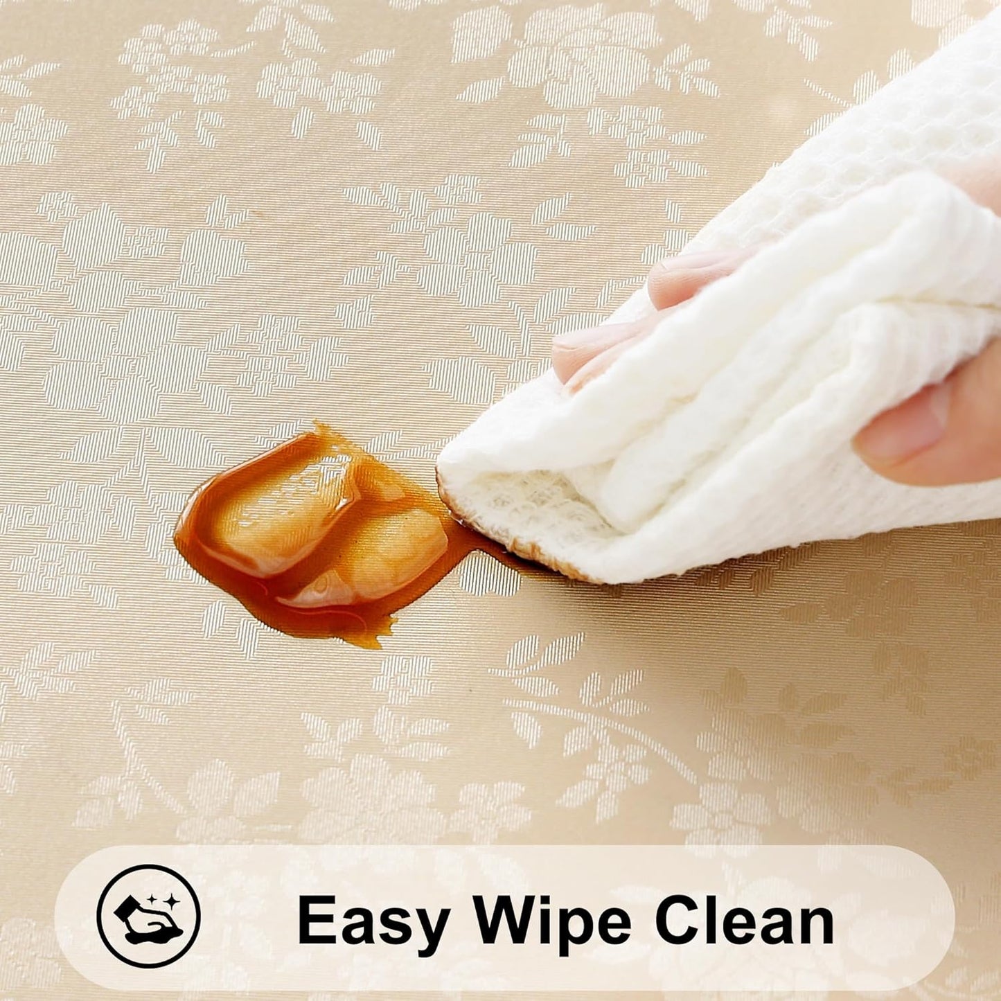 Smiry Rectangle Table Cloth, Waterproof Heavy Duty Vinyl Tablecloths, Wipeable Washable Table Cover for Kitchen and Dining Room (Beige, 60" X 84")