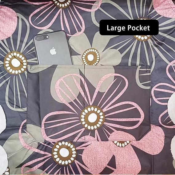 DILLMAN 2 Pack Floral Aprons with Pocket Blooming Womens Waterproof Adjustable Cooking Aprons Kitchen Gardening Salon