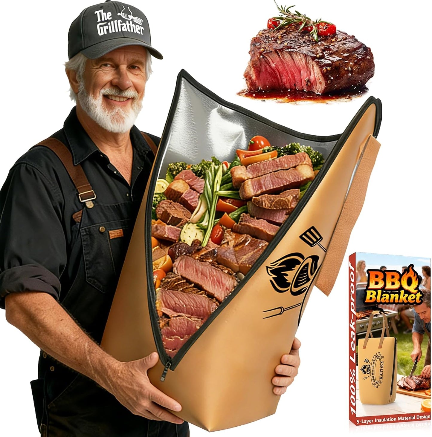 BBQ Blanket for Resting Meat Extra Large, 25in BBQ Meat Resting Blanket for Smoking, Grilling Meat Insulated Resting Bag with Wide Mouth for Large Brisket/Turkey
