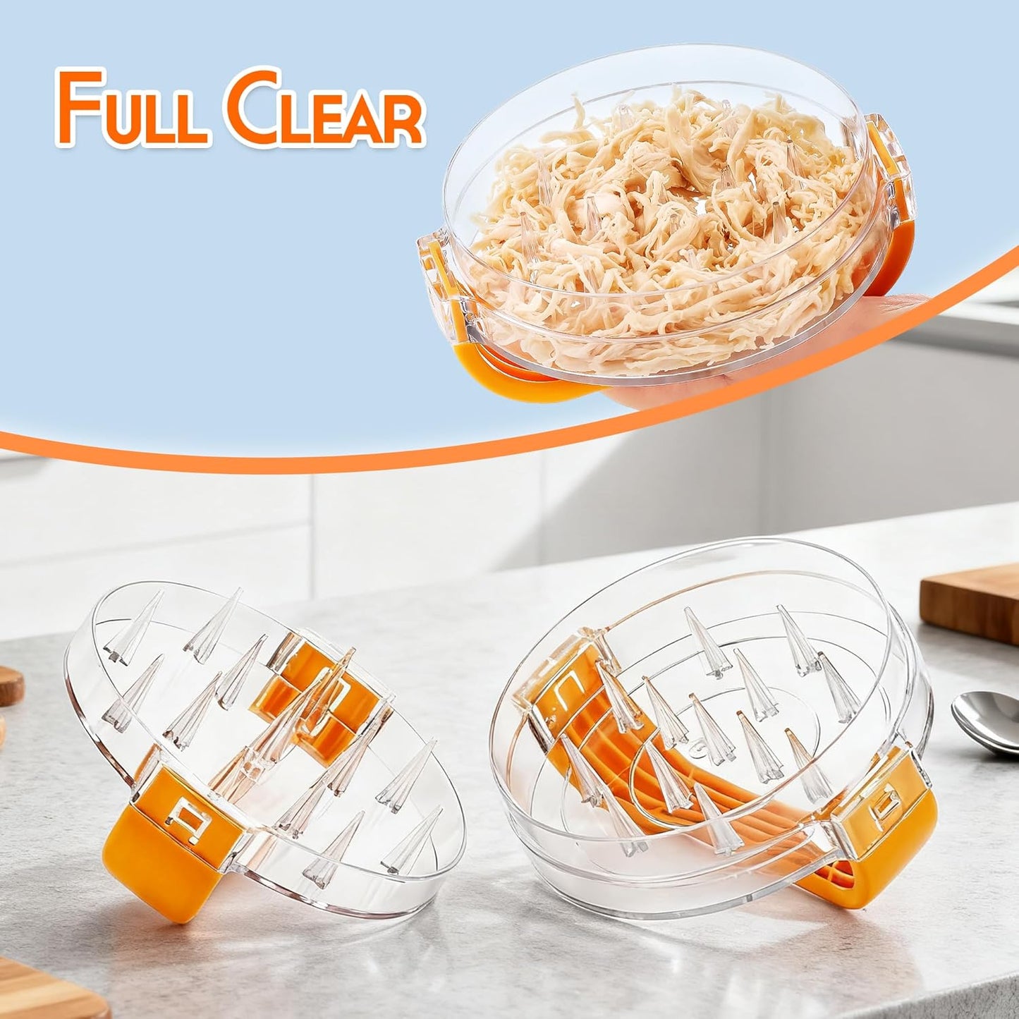 Chicken Shredder - Chicken Breast Shredder Tool Twist, Clear Meat Grinders Shredder Tool Twist for Pork Beef Chicken - BPA Free