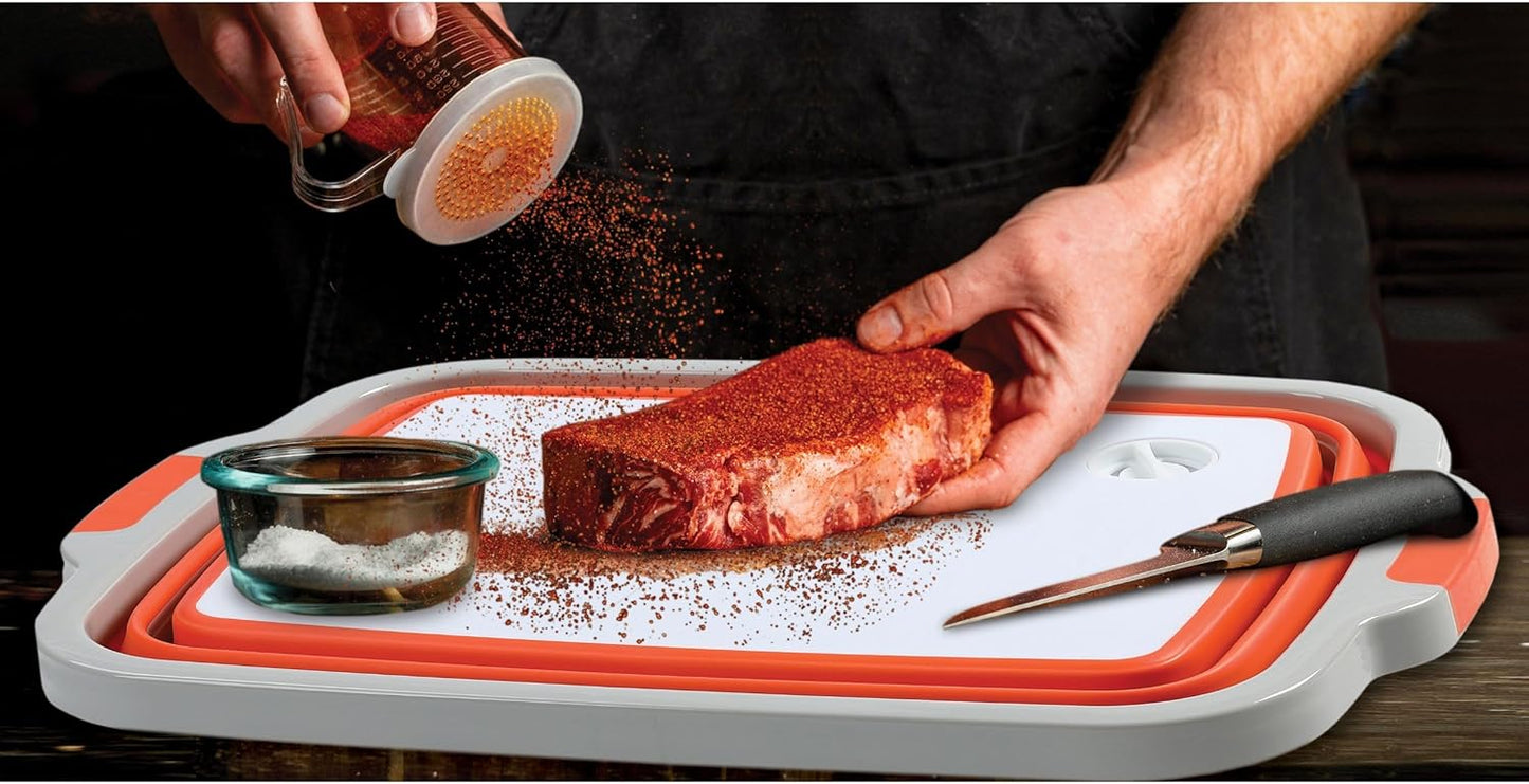 BIRDROCK HOME Collapsible Food Prep & Cutting Board and Grill Caddy Tub with Colander & Lid | Multifunctional Kitchen Vegetable Washing Basket | Silicone Dish Tub for BBQ, Picnic, Tailgate and Camping