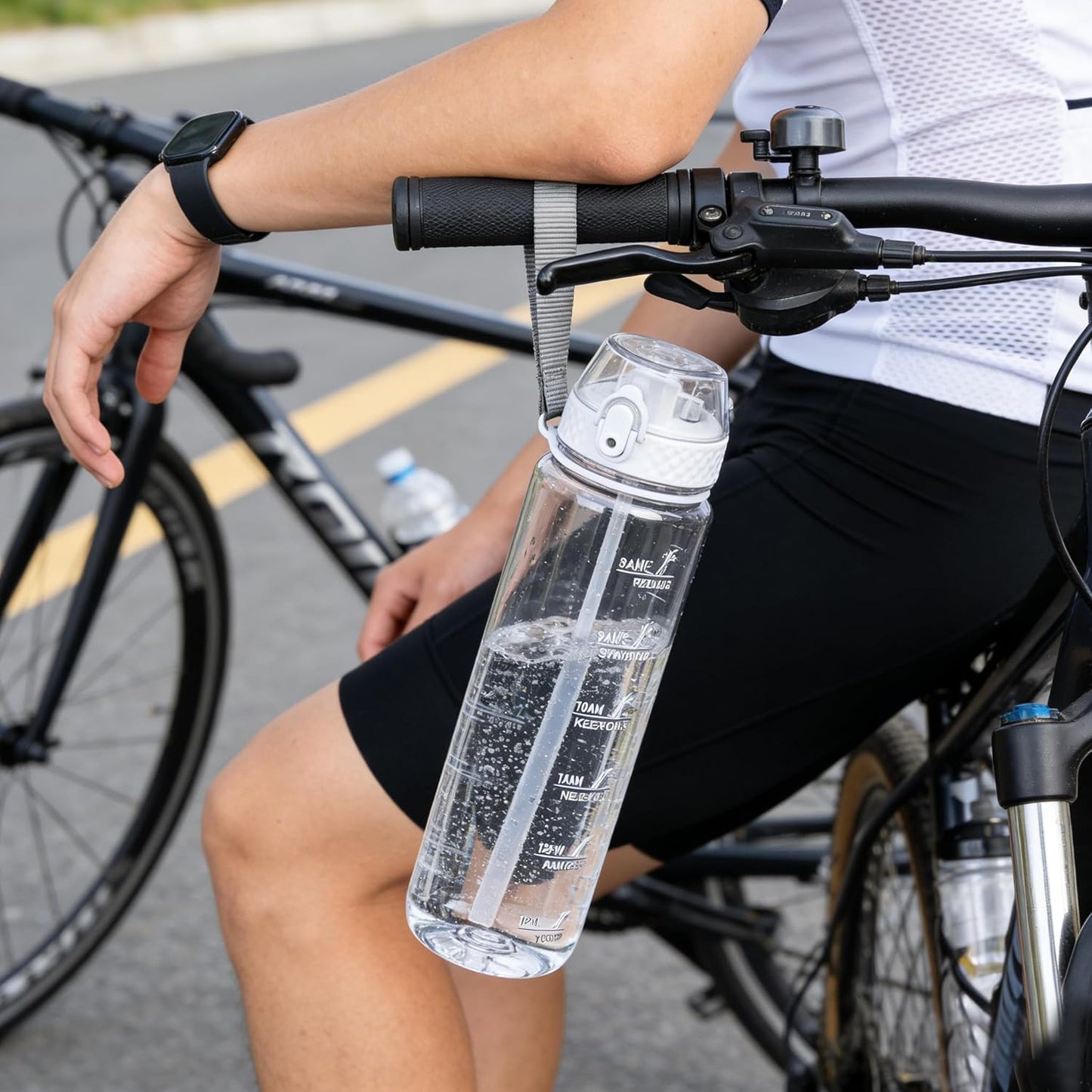 GOPPUS Water Bottle Clear Water Bottle with Straw 32oz Plastic Water Bottles BPA Free Tritan Wide Mouth Bottle Leakproof Motivational bottles water for Gym,Hiking,School or Office(1 Bottles)