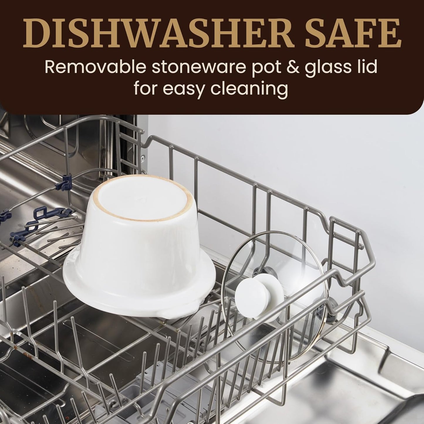 Elite Gourmet MST-250XW Electric Slow Cooker Ceramic Pot Adjustable Temp, Entrees, Sauces, Stews & Dips, Dishwasher Safe Glass Lid & Crock