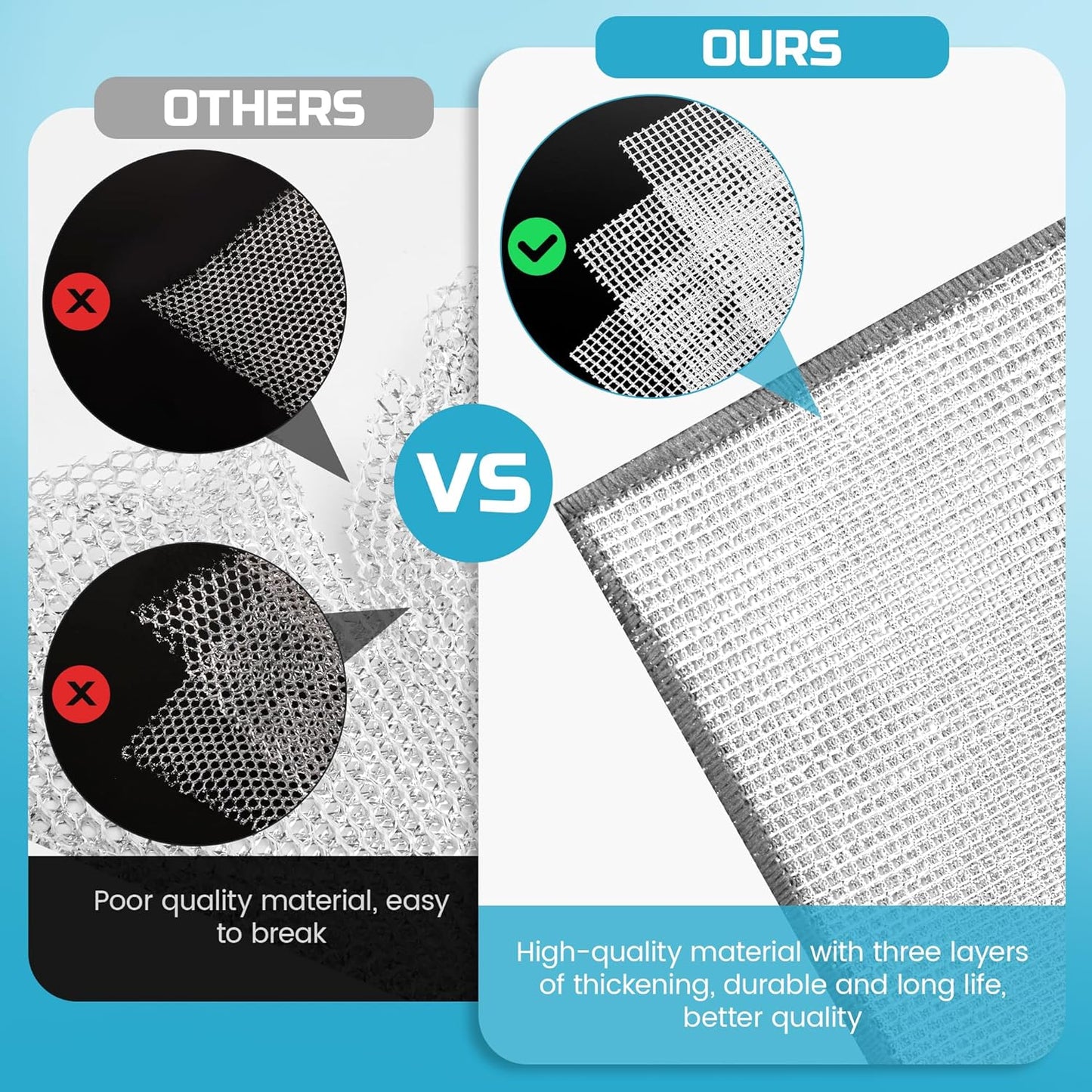 Forggon12 Pcs New Upgrade 3-Layer Metal Dish Cloth, No Scratches and No Odor, Multipurpose Wire Dishwashing Rag for Wet and Dry, Kitchen Cleaning DishRags,Sinks,Dishes,Stove Top, Dimensions(7.08X8.86)