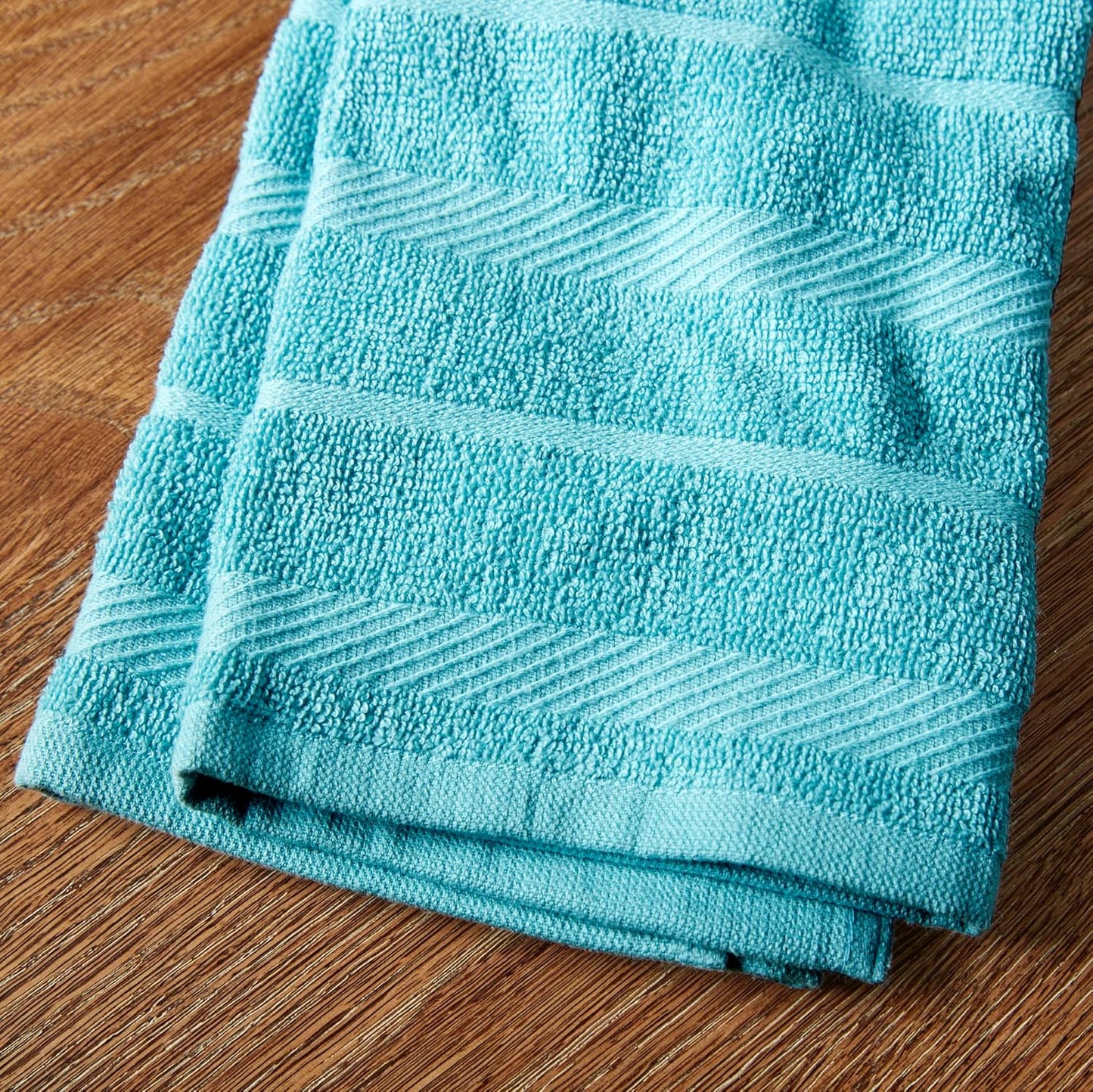 KitchenAid Albany Kitchen Towel 4-Pack Set, Aqua/White, 16"x26"