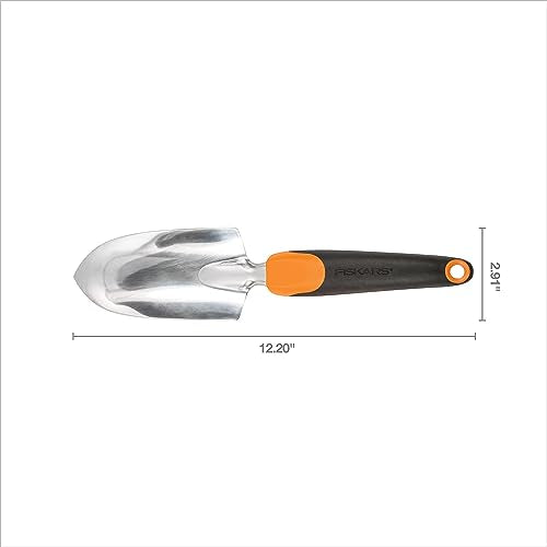 Fiskars Trowel, Heavy Duty Gardening Hand Tool with Hang Hole, For Digging and Planting, Rust Resistant Cast Aluminum, Ergonomic Handle and Comfort Grip, Gardening Tools for Yard