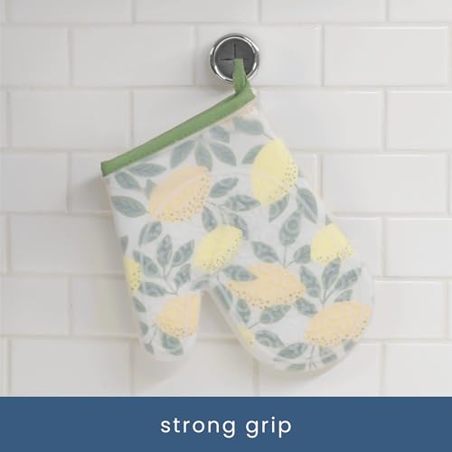S&T INC. Round Adhesive Push Towel Hooks for Kitchen, Hand and Dish Towels, Grey, 4 Pack