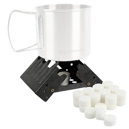 Coghlan's Emergency Stove - Lightweight, Portable Camping Stove for Backpacking, Survival, and Outdoor Cooking - Foldable Design with 24 Fuel Tablets Included (Compact for Travel and Storage)