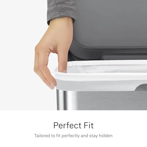 simplehuman Code J 100 Count Custom Fit Liners, Drawstring Kitchen Trash Bags, One-by-One Mess-Free Dispense, Extra Thick & Double Seamed, 50% PCR Plastic, 38-45 Liter / 10-12 Gallon, White