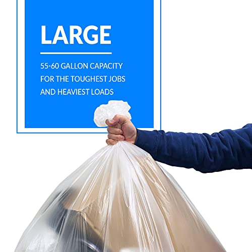 Reli. SuperValue 55-60 Gallon Trash Bags | 50 Count | Made in USA | Heavy Duty | Clear Multi-Use Garbage Bags