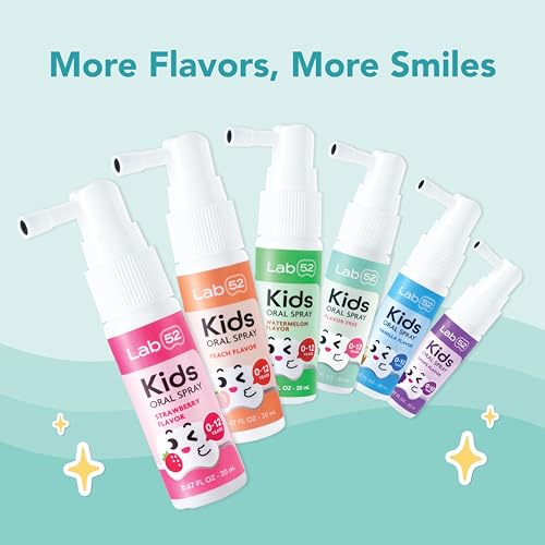 LAB52 Kids Oral Spray, Toddler Toothpaste Helper for Daily Oral Care and Fresh Breath, Children Approved with Fluoride Free for Newborn to Preschoolers, Xylitol Vanilla Flavor