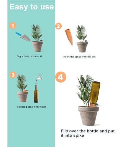 vensovo 10pcs Terracotta Watering Spikes - Automatic Self Watering Stakes, Plant Watering Devices for Wine Bottles Recycled Bottles, Clay Plant Garden Waterers for Vacations