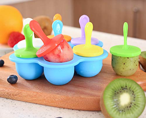 Silicone Popsicle Molds, Ice Pop Molds, Storage Container for Homemade Food, Kids Ice Cream DIY Pop Molds - BPA Free (Blue)