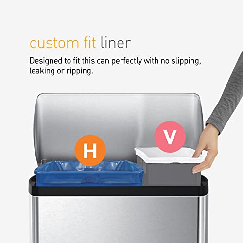 simplehuman Code V 60 Count Custom Fit Liners, Drawstring Kitchen Trash Bags, One-by-One Mess-Free Dispense, Extra Thick & Double Seamed, 50% PCR Plastic, 16-18 Liter / 4.2-4.8 Gallon, Blue