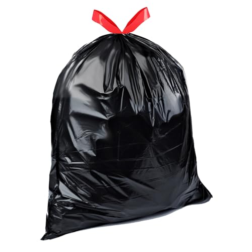 Basics 39 Gallon Lawn & Leaf Heavy Duty Drawstring Trash Bags, 20% Post Consumer Recycled, 40 Count, Black