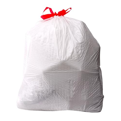 Basics 13 Gallon Tall Kitchen Drawstring Trash Bags, Flextra Strength, Tear Resistant, 10% Post Consumer Recycled, 90 Count, White