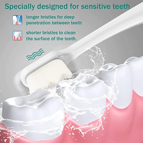 Extra Soft Toothbrush for Sensitive Teeth and Gums， Micro Fur Manual Toothbrush with 20000 Ultra Soft Bristle, Excellent Cleaning Effect， Perfect for Kids & Adults (6 Pack)