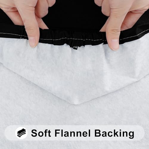 Smiry Rectangle Tablecloth, Elastic Fitted Flannel Backed Vinyl Tablecloths for 6ft Folding Tables, Waterproof Wipeable Table Covers for Indoor, Outdoor, Picnic and Camping (Black, 30"x72")