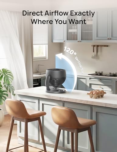 DREO Desk Fan, 12-Inch Air Circulator Fan for Bedroom, 70ft Powerful Airflow, 120° Tilt Adjustment, 25dB Ultra-Quiet, 3 Speeds Small Table Fan for Whole Room, Home, Office