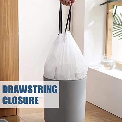 Small Trash Bags 4 Gallon - Drawstring 4 Gallon Trash Bag, Individual Unscented Small Garbage Bags, White 4 Gal Trash Can Liners Bathroom Trash Bags, 57 Count