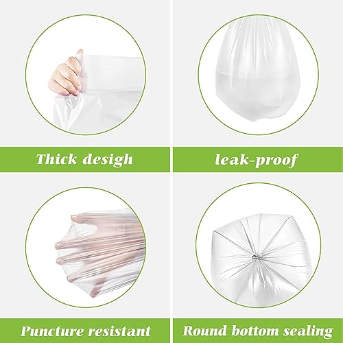 4 Gallon 330 Counts Strong Trash Bags Garbage Bags by Teivio, Bathroom Trash Can Bin Liners, Small Plastic Bags for home office kitchen (Clear)