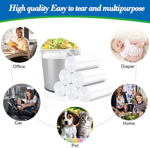 4 Gallon 100pcs Small Clear Trash Bags Strong Clear Garbage Bags, Bathroom Trash Can Bin Liners, Plastic Bags for Office Home Kitchen, Waste Basket Liner, Fit 12-15 Liter, 3-4 Gal（4G100-Clear）