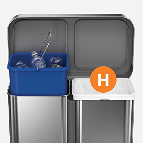 simplehuman Code H 60 Count, Genuine Custom Fit Liners, Drawstring Trash Bags in Dispenser Packs, 30-35 Liter / 8-9.2 Gallon, Blue