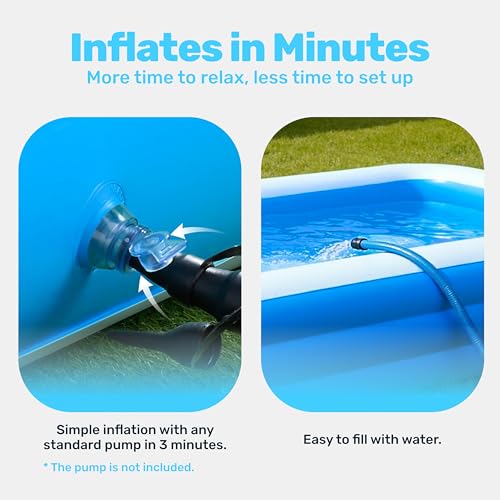 SLOOSH Inflatable Pool for Adults with Seats, 120" x 72" x 22" Full-Sized Blow Up Durable Thickened Above Ground Family Pool, Large Swimming Pools for Backyard Garden Lawn Summer Water Party, Blue