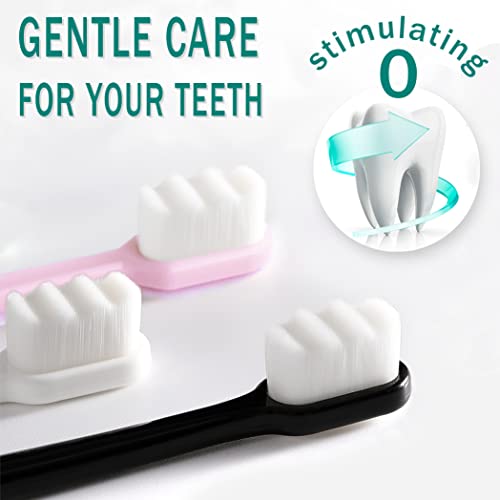 Extra Soft Toothbrush for Sensitive Teeth and Gums， Micro Fur Manual Toothbrush with 20000 Ultra Soft Bristle, Excellent Cleaning Effect， Perfect for Kids & Adults (6 Pack)