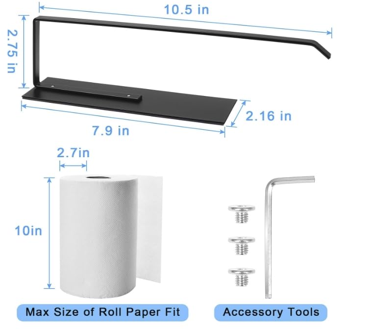 Paper Towel Holder, Magnetic Paper Towel Holder for Fridge, Toilet Paper Roll Holder Magnet Towel Rack Wall Mount Fridge Organizer for Paper Towels Rolls Bathroom Pantry RV Kitchen Storage