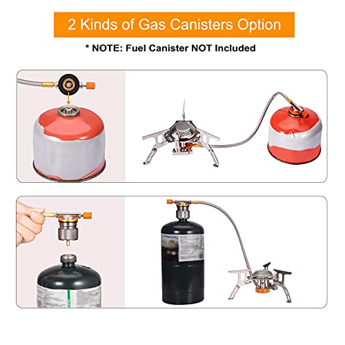 Portable Camping Gas Stove with 1LB Propane Tank Adapter, Foldable Camp Stove Backpacking Stove with Piezo Ignition for Outdoor Hiking Cooking Burner