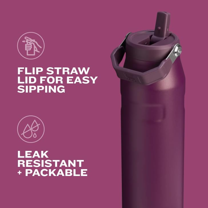 Stanley IceFlow Flip Straw 2.0 Water Bottle 24 OZ | Built-In Straw with Larger Opening | Lightweight & Leak-Resistant | Insulated Stainless Steel | BPA-Free | Navy