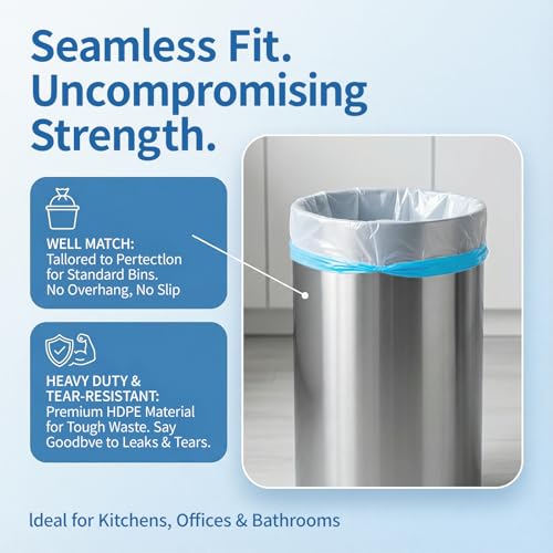 8 Gallon Trash Bags Drawstring 1.2 Mil - 100 Count White Medium Garbage Bags Unscented, 30 Liter Thick Plastic Trash Can Liners for Home Kitchen Bathroom