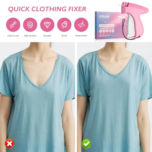 Stitch Gun for Clothing, Stitchy Gun Quick Clothes Fixer, Dress Tagging Gun-Includes 2,000 Black Fasteners & 2,000 White Fasteners & 6 Needles