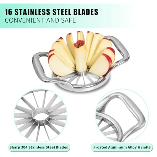 LIIGEMI 5.5 Inch Extra Large Apple Slicer,16-Slice Thin Apple Slicer and Corer,Cutter, Divider, Wedger for Fruits and Vegetables，Gifts for Mom，Sharp and Sturdy，Easy to Use