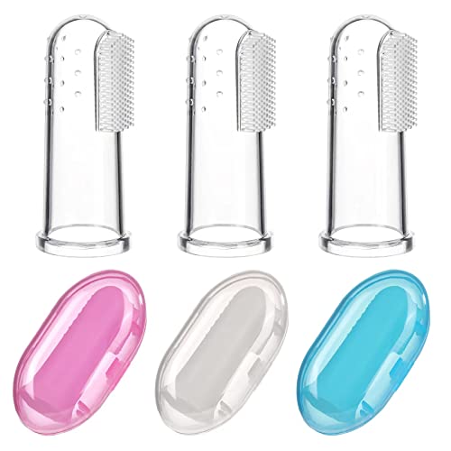 Jochebed Baby Finger Toothbrush for Training Teething - Infant & Toddles & Lids Teeth Brush Soft Babies Toothbrushes Oral Cleaning Massager to Train Your Child Healthy Oral Habits -3 PCS