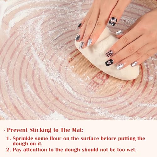 Non-slip Silicone Pastry Mat Extra Large with Measurements 28''By 20'' for Silicone Baking Mat, Counter, Dough Rolling, Oven Liner,Fondant/Pie Crust By Folksy Super Kitchen Red