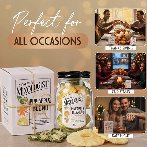 Cocktail Infusion Kit – Mason Jar Alcohol Infuser with Dehydrated Dried Fruits and Herb – Alcohol Infusion Kit for Drink Mixes, Serves 8-16 Drinks, Valentine Gifts for Women -PJ 16oz