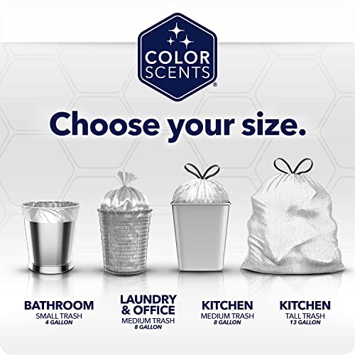 Color Scents Small Trash Bags - 4 Gallon, 80 Total Bags (2 Rolls of 40 Count), Twist Tie – Duos (2 unique scent + color combinations) with Microban