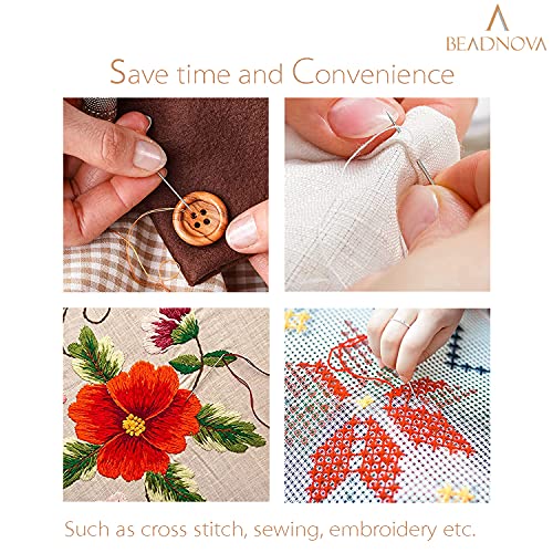 BEADNOVA Embroidery Needle Threader Tool 5pcs Plastic Flower Head Sewing Machine Needle Threader for Hand Sewing Cross Stitch Craft Knitting Quilting (5pcs, Mix Colors)