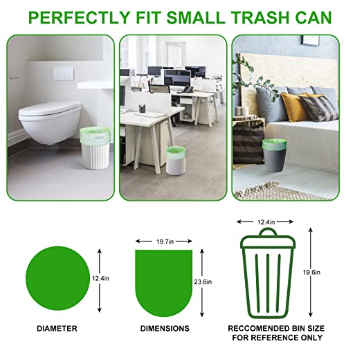 Small Trash Bags 4-6 Gallon, Inwaysin 200 Count Biodegradable Trash Bags 4 Gallon, Extra Strong Small Garbage Bags Unscented, Size Expanded, Green, for Bathroom Bedroom Office Kitchen Trash Can